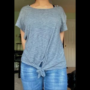 Air Force Blue short sleeves tie-front top🦕